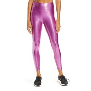 Heroine Marvel Metallic High Waist Leggings In Magenta Made in USA Small